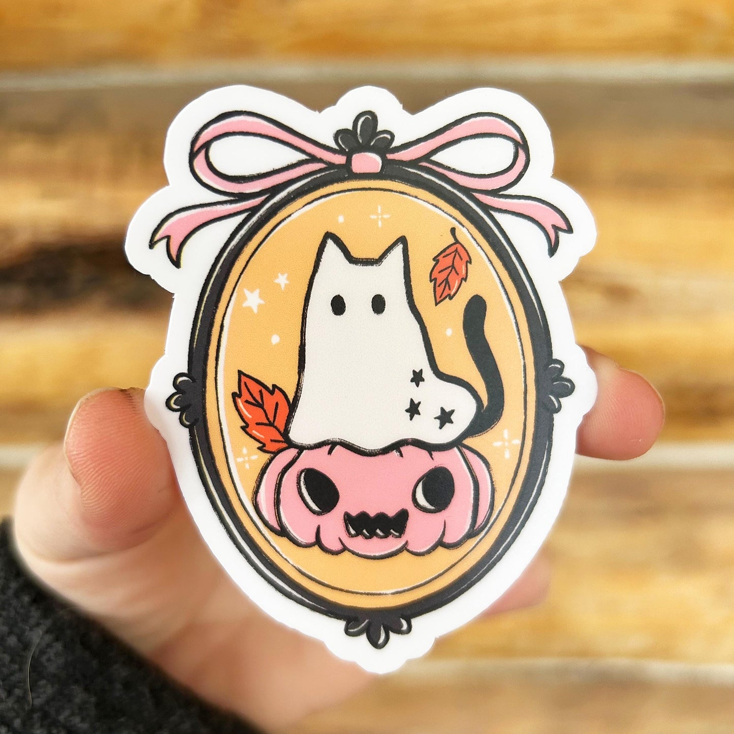 Black Cat Ghost: Vinyl WATERPROOF Sticker