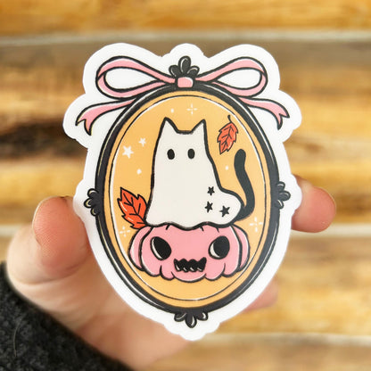 Black Cat Ghost: Vinyl WATERPROOF Sticker