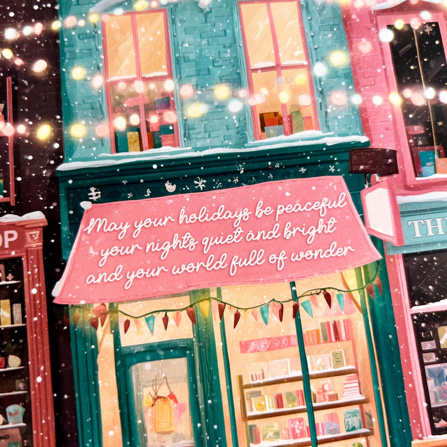 Cozy Christmas Card: Store front shop Holiday Card