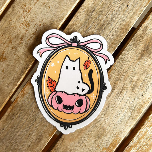 Black Cat Ghost: Vinyl WATERPROOF Sticker