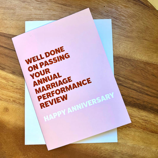 Annual Marriage Performance Review -  Anniversary Greeting Card