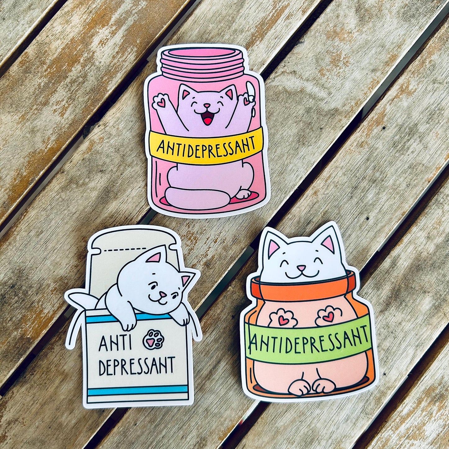 Cat Anti-Depressants: Vinyl WATERPROOF Sticker