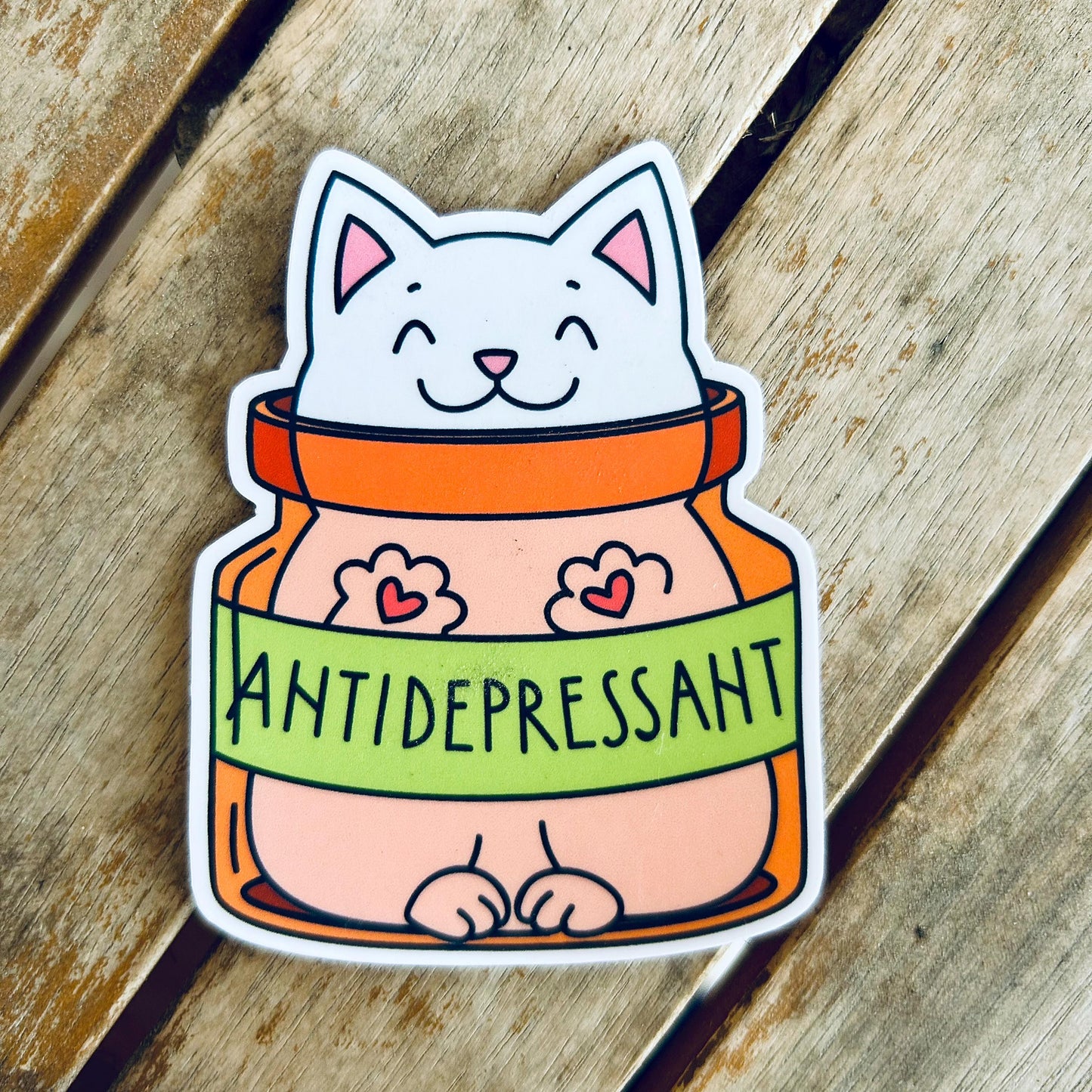 Cat Anti-Depressants: Vinyl WATERPROOF Sticker