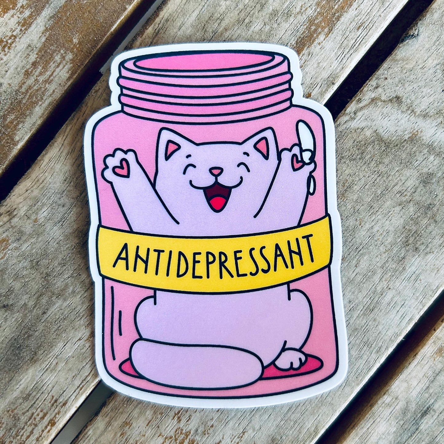 Cat Anti-Depressants: Vinyl WATERPROOF Sticker