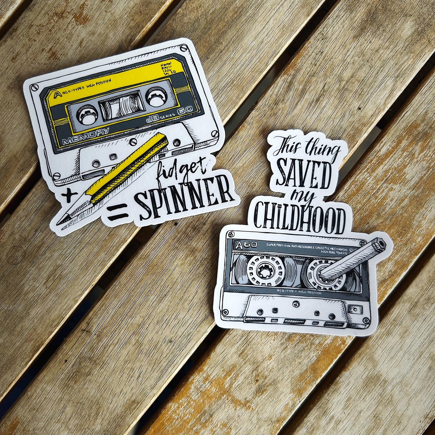 Fidget Spinners for 80s and 90s kids: Vinyl WATERPROOF Sticker