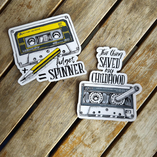 Fidget Spinners for 80s and 90s kids: Vinyl WATERPROOF Sticker