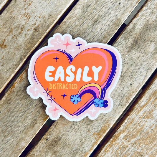 Easily Distracted: Vinyl WATERPROOF Sticker