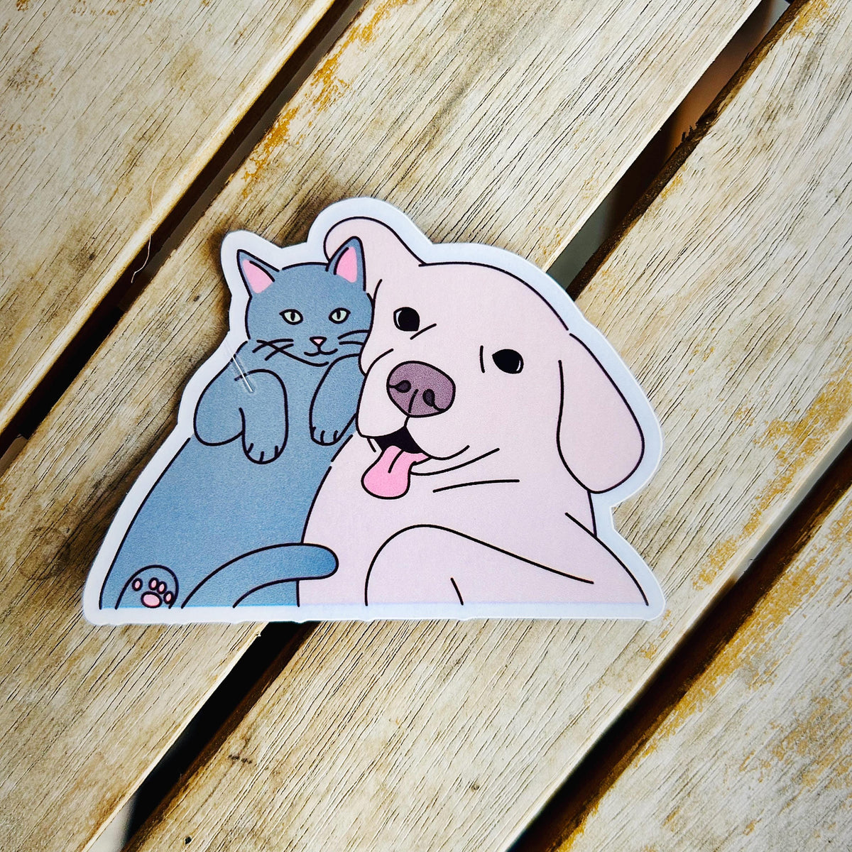 Cat & Dog Lovers Sticker: Vinyl WATERPROOF Sticker