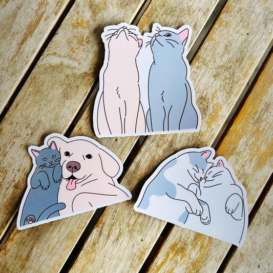 Cat & Dog Lovers Sticker: Vinyl WATERPROOF Sticker
