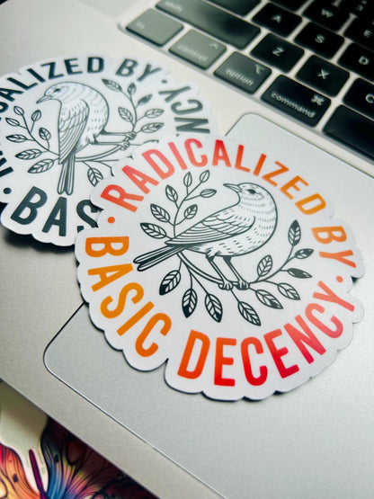 Radicalized by Basic Decency: Vinyl WATERPROOF Sticker