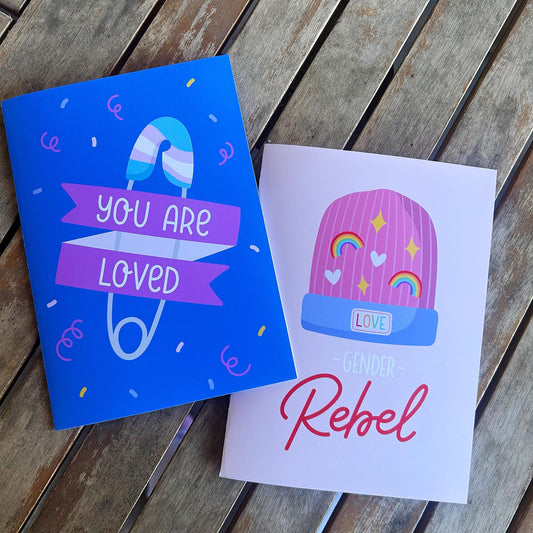 Transgender Pride Card: "Gender Rebel" or "You Are Loved" – LGBTQ+ Card