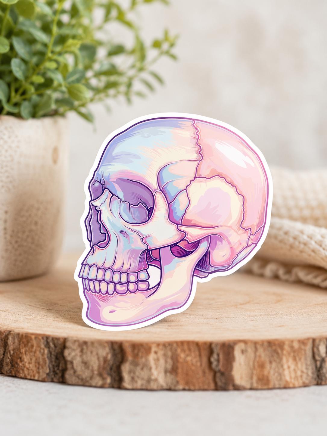 Pastel Skull: Waterproof Vinyl Sticker