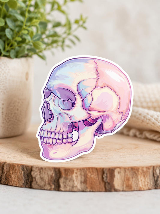 Pastel Skull: Waterproof Vinyl Sticker