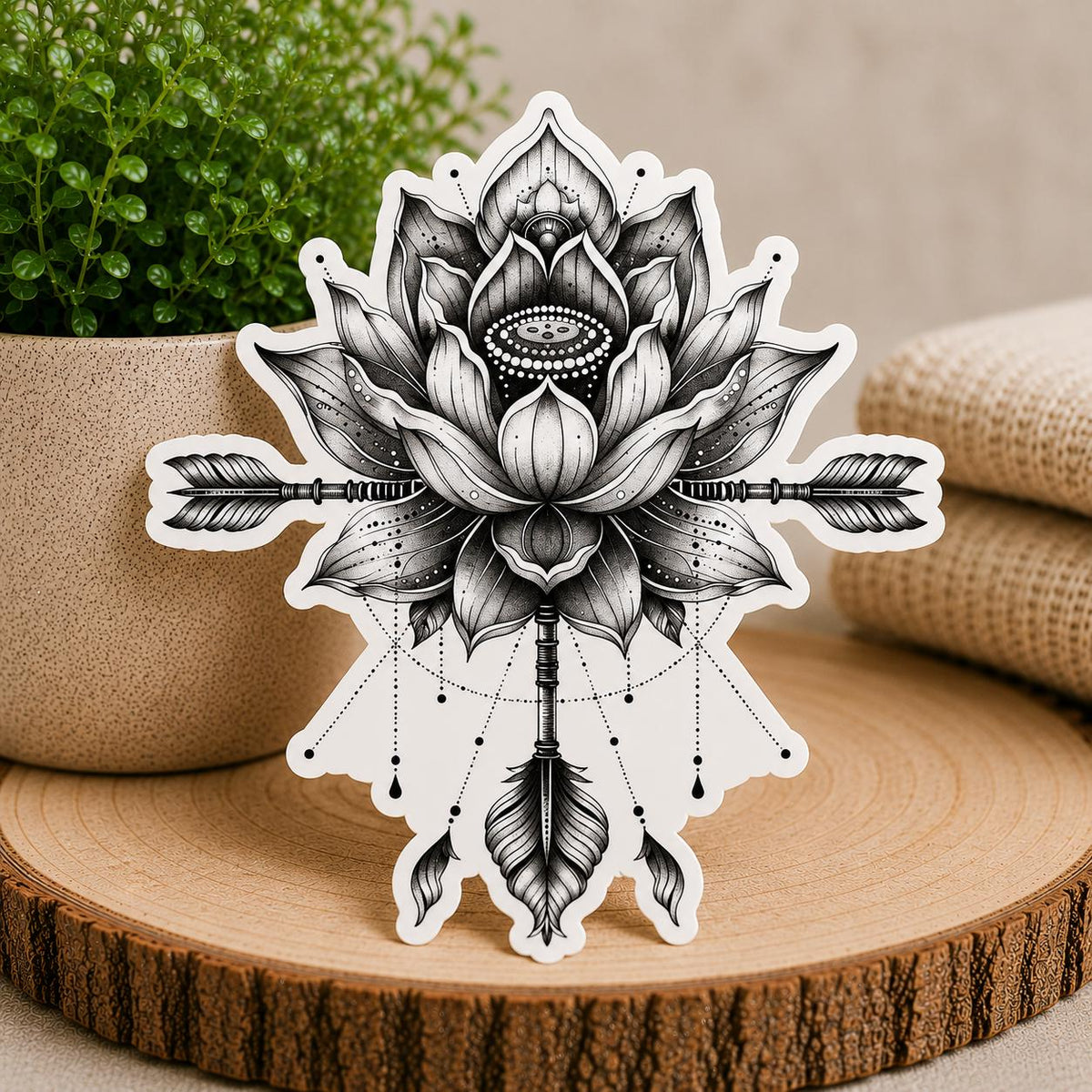 Lotus Arrow: Waterproof Vinyl Sticker
