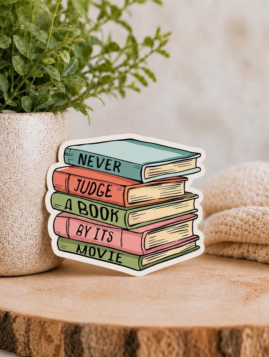Never Judge a Book by Its Movie: Waterproof Vinyl Sticker