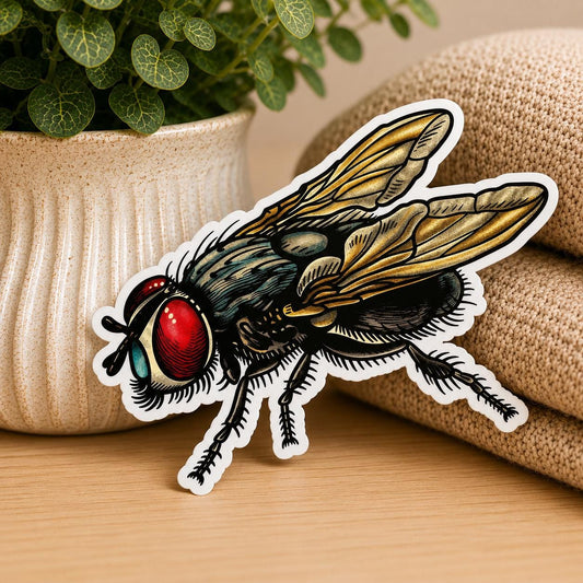 Tattoo Style Fly: Waterproof Vinyl Sticker