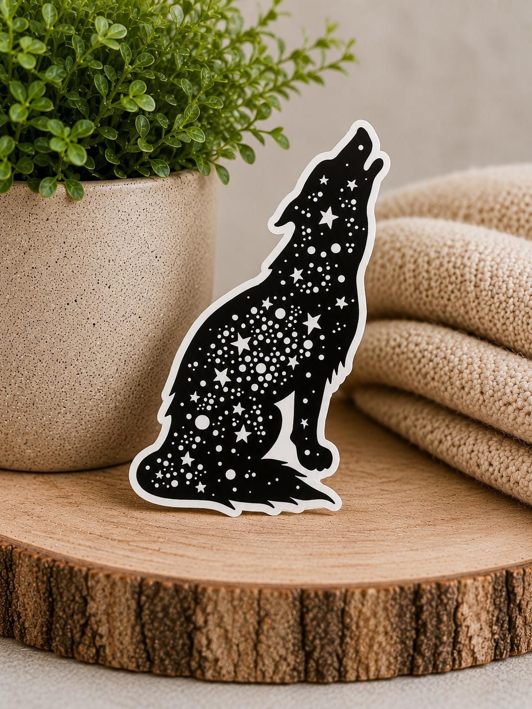 Howling Wolf Sticker: Tattoo Style Waterproof Vinyl Decal