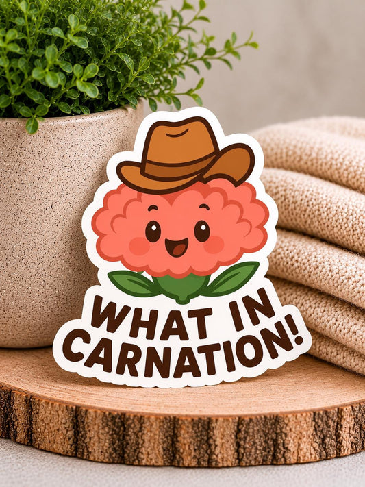 What In Carnation: Waterproof Vinyl Sticker