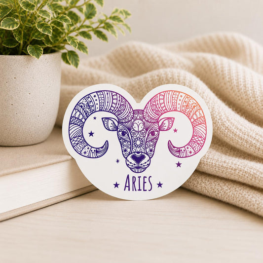 Aries Zodiac Astrology Sign: Waterproof Vinyl Sticker