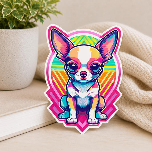 Vibrant Chihuahua Dog: Waterproof Vinyl Sticker