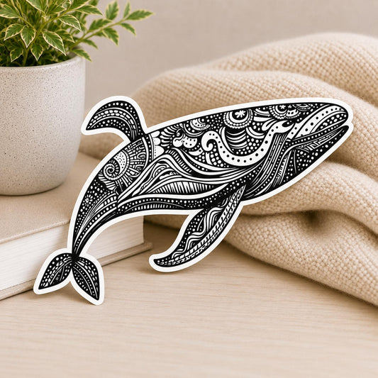 Zendoodle Whale: Waterproof Vinyl Sticker