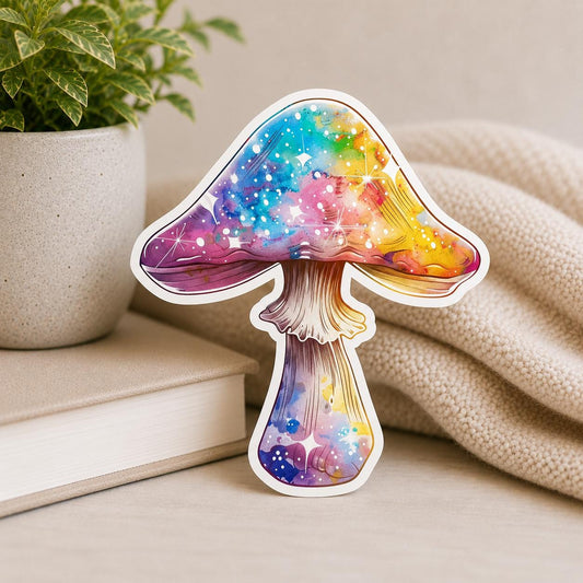 Colorful Magic Mushroom: Waterproof Vinyl Sticker