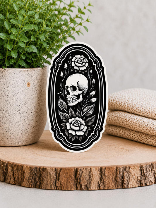 Floral Skull Sticker - Waterproof Vinyl Sticker