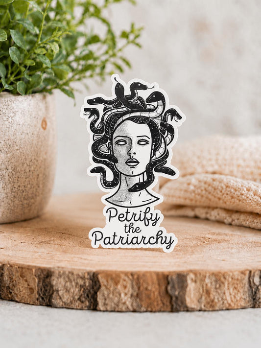 Petrify the Patriarchy Tattoo style Medusa Waterproof Vinyl Sticker