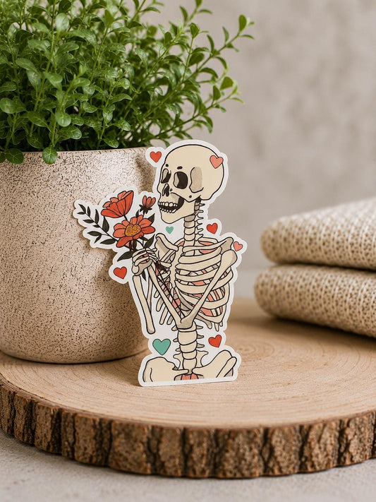 Floral Skeleton Vinyl Sticker | Waterproof Tattoo Art