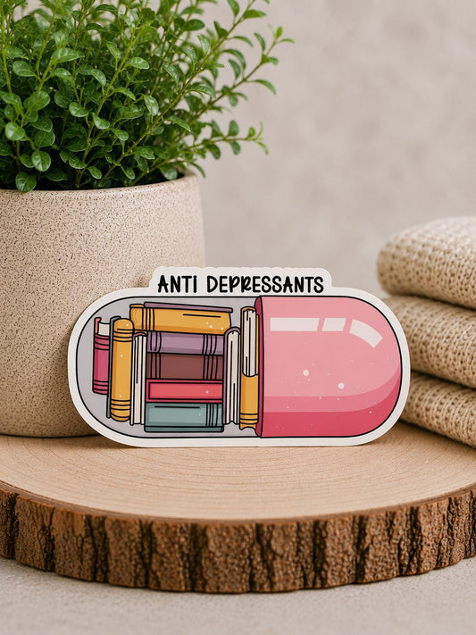Waterproof Anti Depressant Sticker: Book Lover Kindle Reader