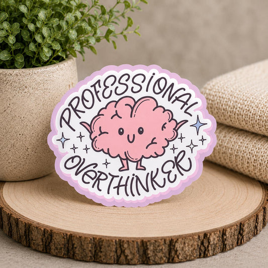 Professional Overthinker Brain: Waterproof Vinyl Sticker