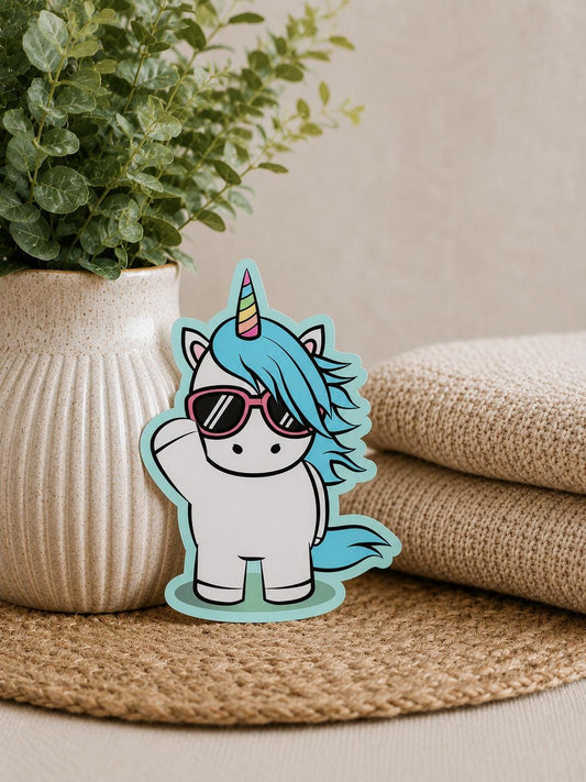 Unicorn in Sunglasses: Waterproof Vinyl Sticker
