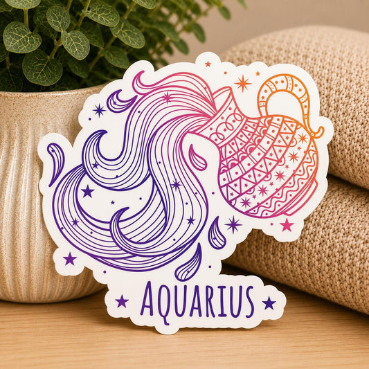 Aquarius Zodiac Astrology Sign: Waterproof Vinyl Sticker