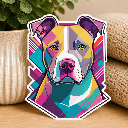 Colorful Pit Bull Dog: Waterproof Vinyl Sticker