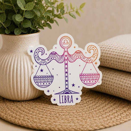 Libra Zodiac Astrology Sign: Waterproof Vinyl Sticker