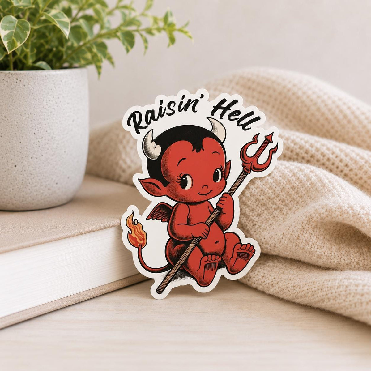 Kewpie Devil Raisin Hell: Waterproof Vinyl Sticker