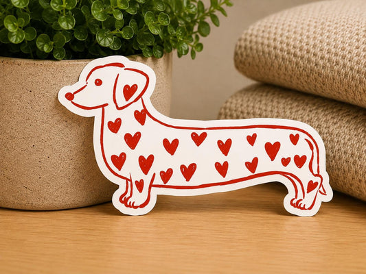 Heart Dachshund Sticker: Vinyl WATERPROOF Sticker